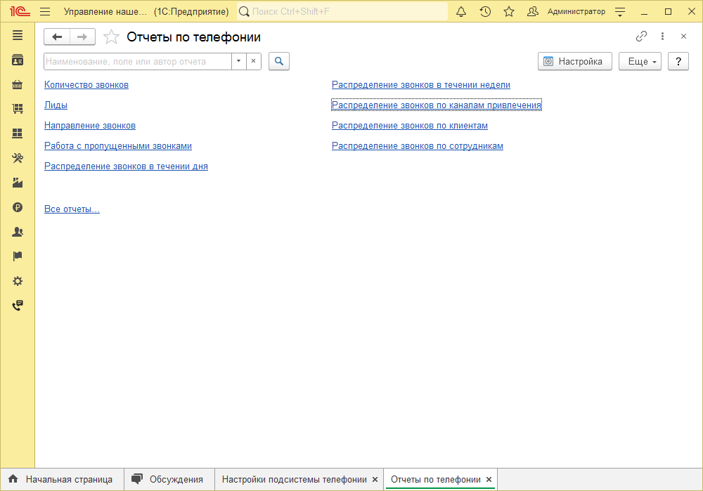 МИКО: Панель отчетов подсистемы телефонии