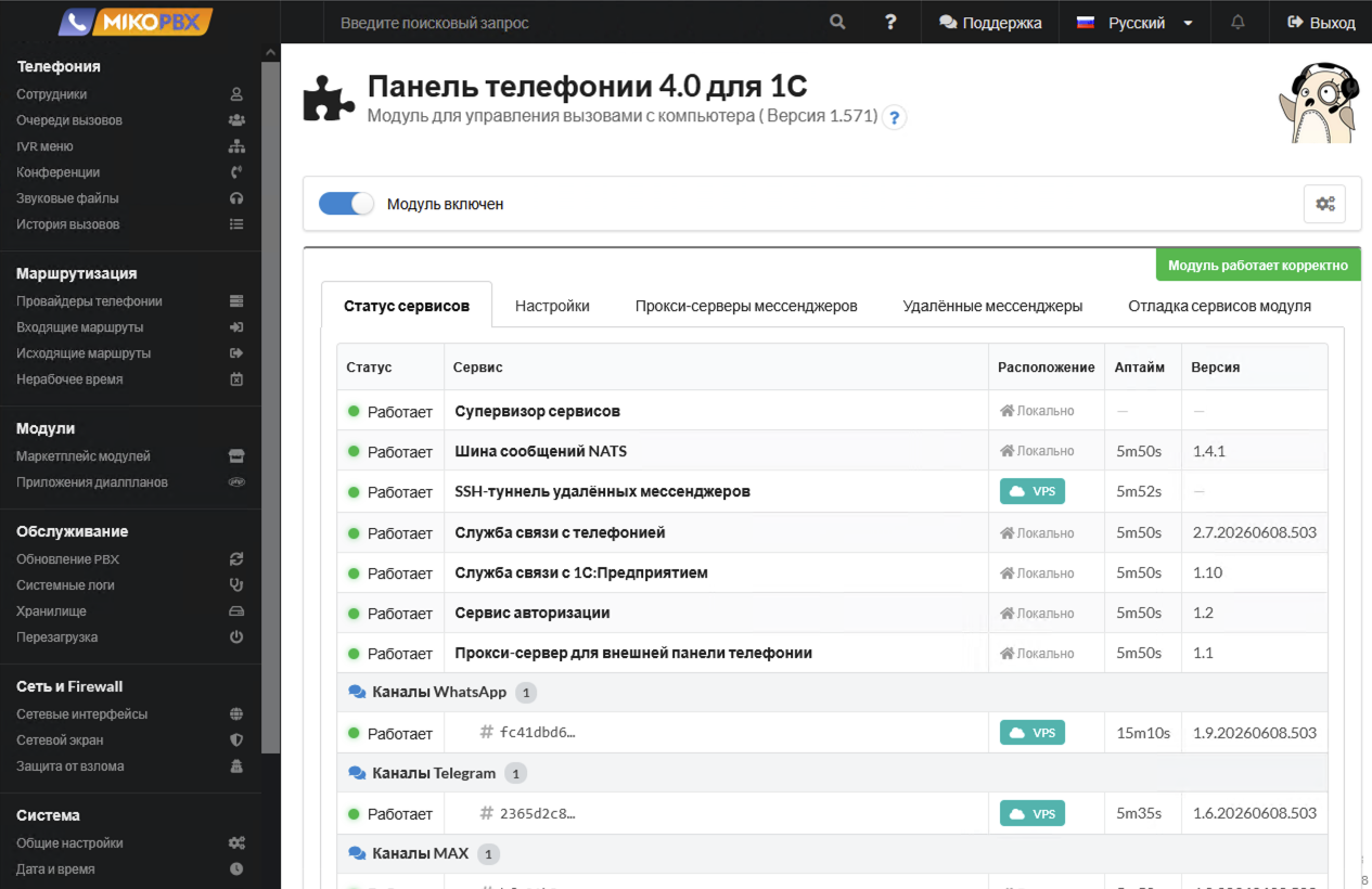МИКО: Проверка статуса сервисов мессенджеров после переноса на VPS